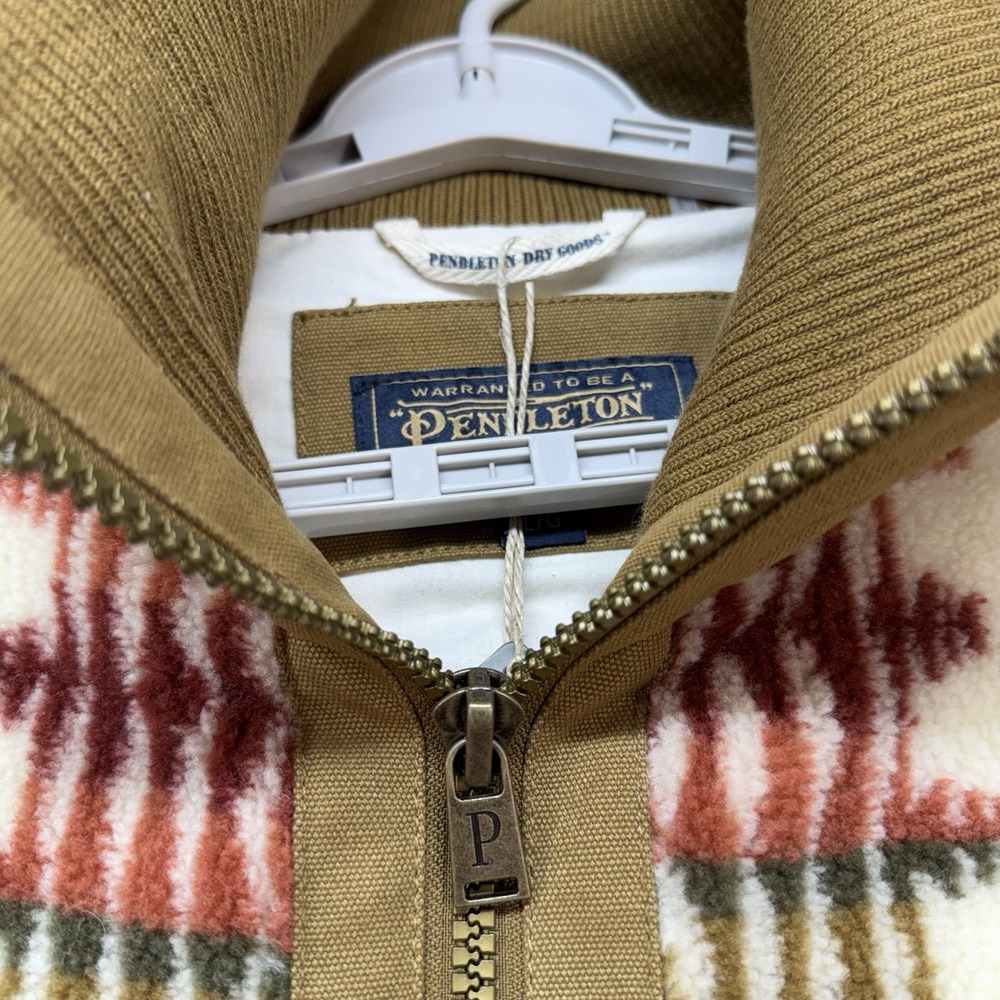 Pendleton Women's Large Chief Joseph Ivory Foxglove Fleece Bomber Jacket - Picture 5 of 13
